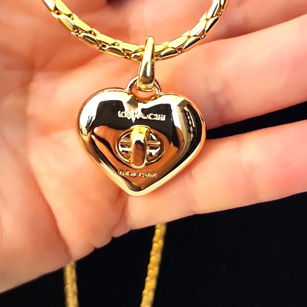 Coach Turn Lock Heart Necklace